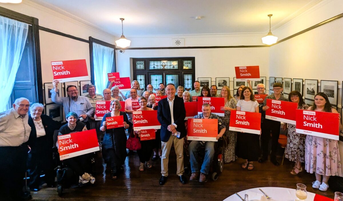 Nick Smith MP celebrating with local party members